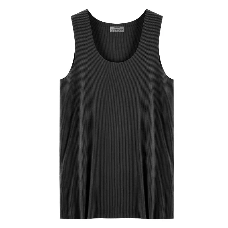 Summer Solid Color Stockless Youth Traceless Vest Breathable Screw Thread Ice Silk T-shirt Underwear Sleeveless Tank Top