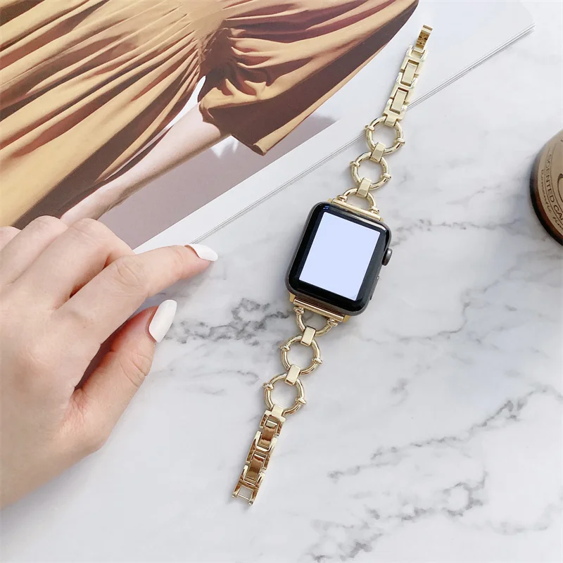 

Ремешок из стали для Apple Watch Band For iWatch четырехцветный, браслет для леди, сетка 41 мм 45 мм SE7, 38/42 мм 40 мм 44 мм 6 5 4 3 2 1