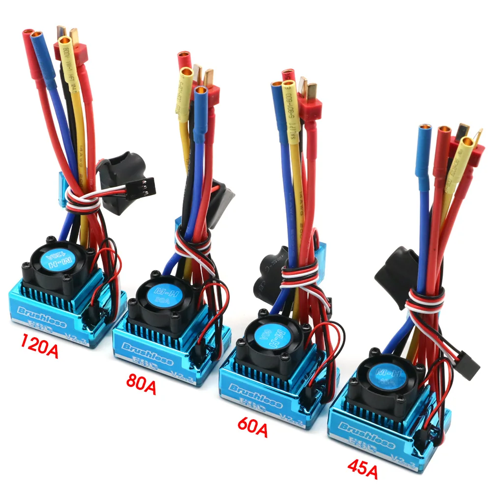 Waterproof  45A 60A 80A 120A Brushless ESC Electric Speed Controller Dust-proof for 1:8 1:10 1:12 RC Car