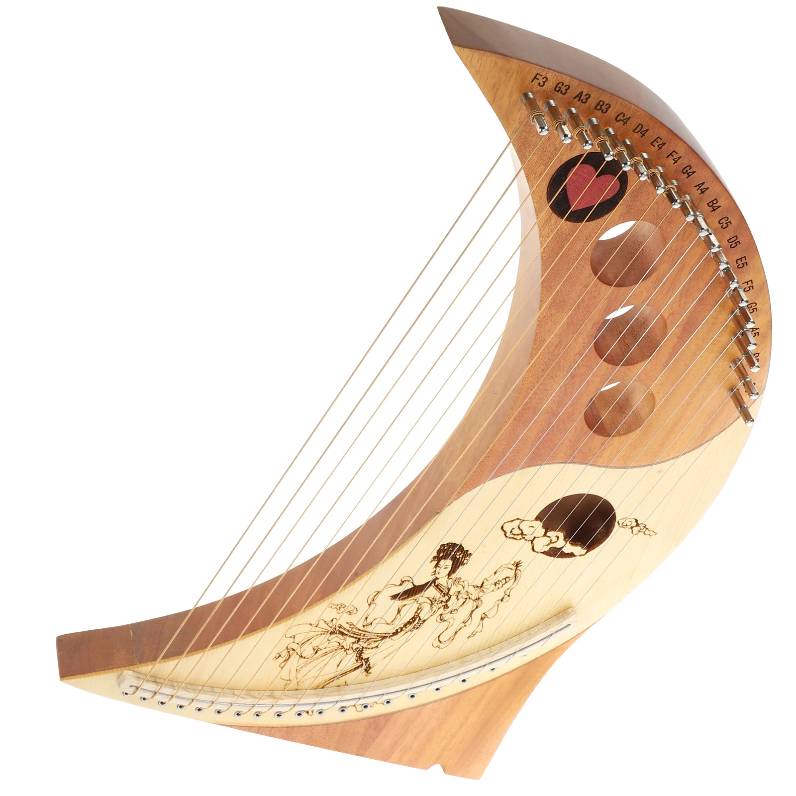 1 Set Wooden 19-string Lyre Harp Portable Harp String Musical Instrument (Assorted Color) Wooden