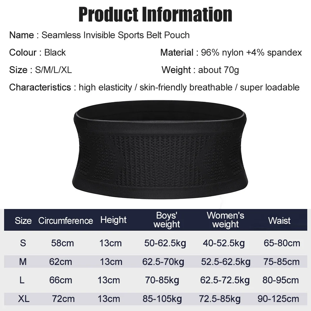 Running Waist Bag Men Women Invisible Elastic  Running Belt Hydration Waist Pack Phone Waist Belt Bag Gym Fitness Marathon 2