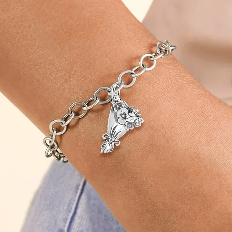 Verstellbare Vintage-Anhänger aus 925er Sterlingsilber, Blumen-Mama-Charms, Perlen, passend für Original-Armbänder, Halsketten, DIY-Schmuck für Frauen – Detail 16