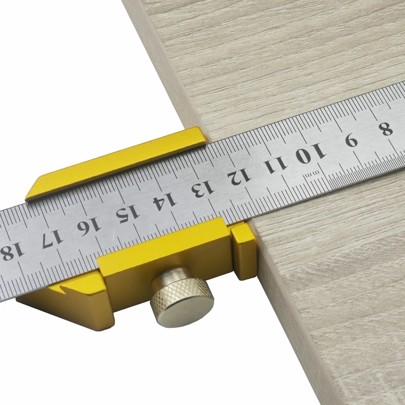 빨간색과 금색 목공 마킹 로케이터, 강철 자 고정 블록, 자 마킹 블록 목공 라인 마킹 게이지