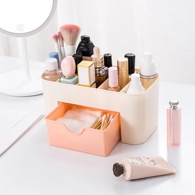 Desktop Makeup Organizers With Lid Large Capacity Cosmetic Storage Box Skin  Care Storage Drawer Dustproof Make up Brushes Holder