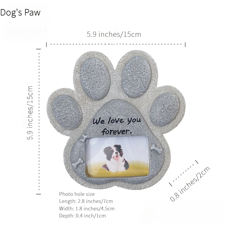 Deceased Pet Souvenir Resin Dog Memorial Cat souvenirs Paw Print Shape Tombstone Pet Photo Desktop Ornaments