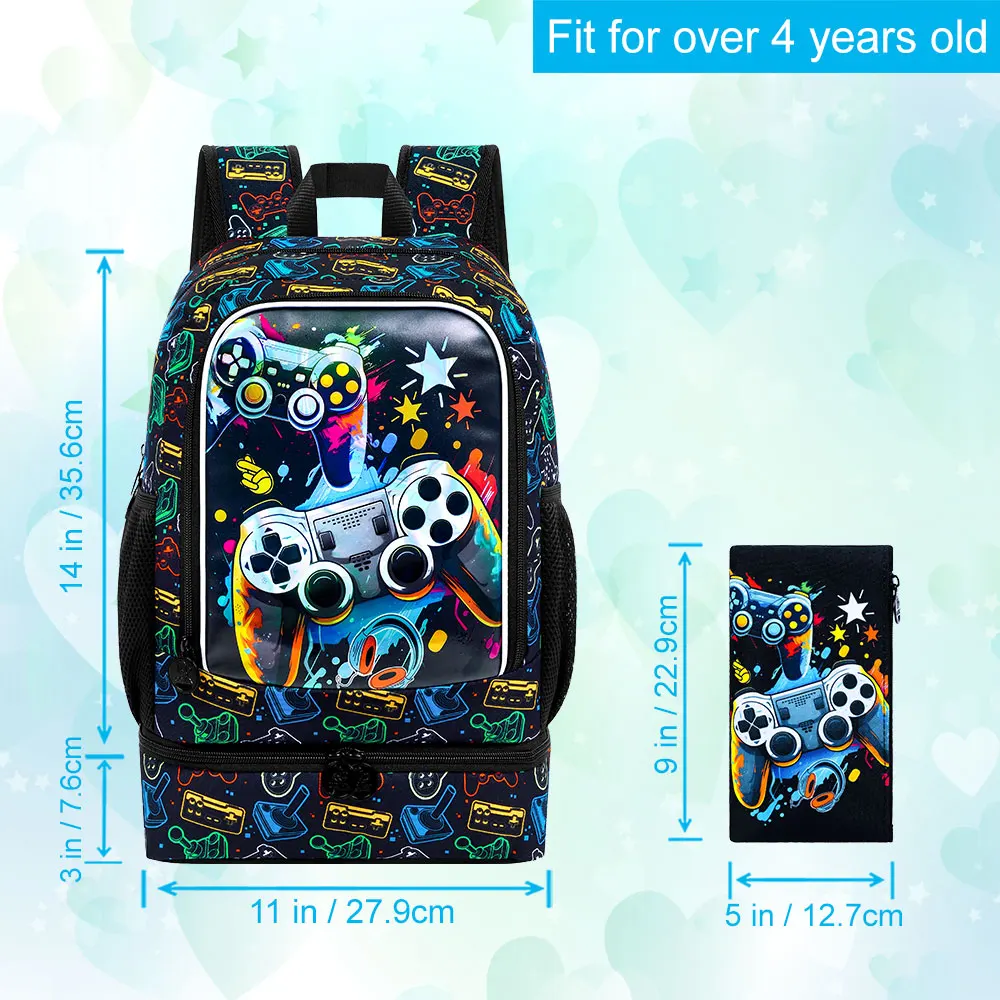 Zaino per Bambini, Set Zaino da Gioco con Scomparto Inferiore per il Pranzo, Borsa Scuola per Elementari, Prescolare e Bambini Piccoli - immagine 2