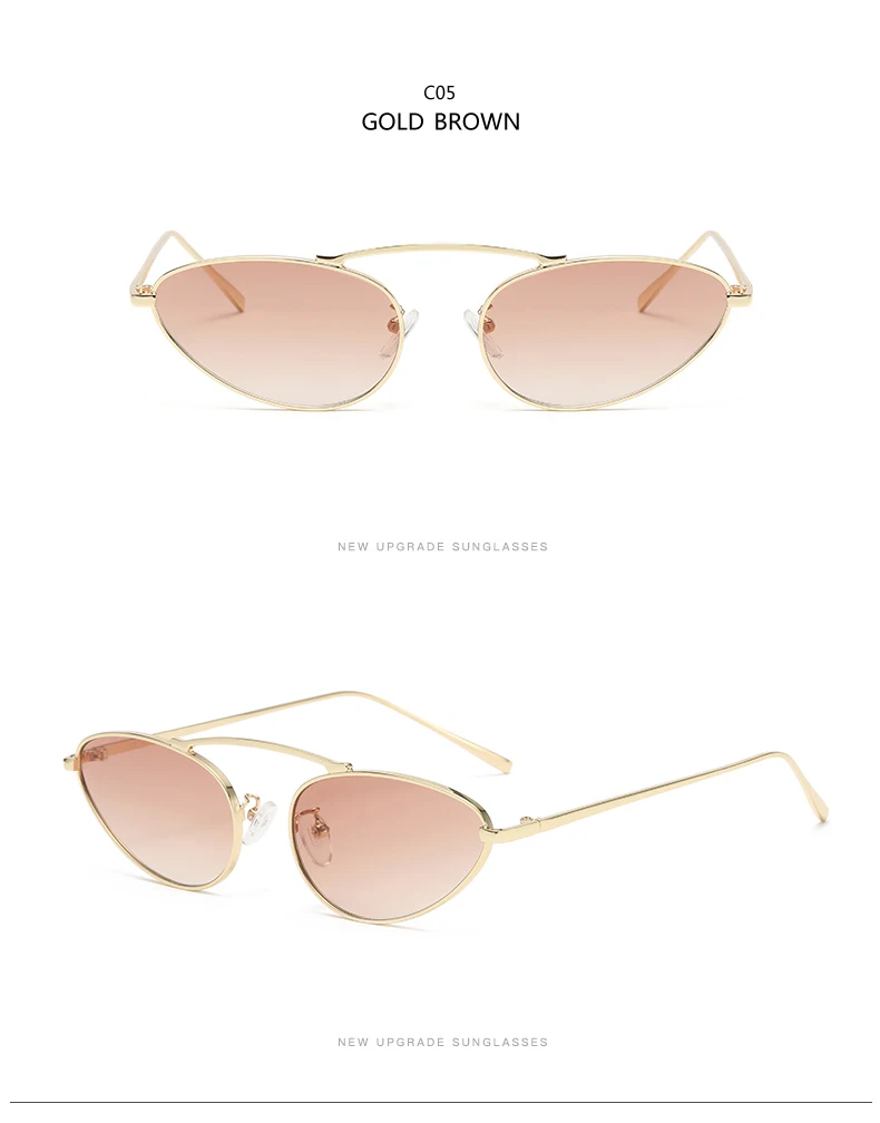 Neue Dreieck Cat Eye Sonnenbrille Sonnenbrille Weibliche Metall Rahmen Oval Brillen Einzigartige Elegante Grüne Brillen UV400 – Detail 9