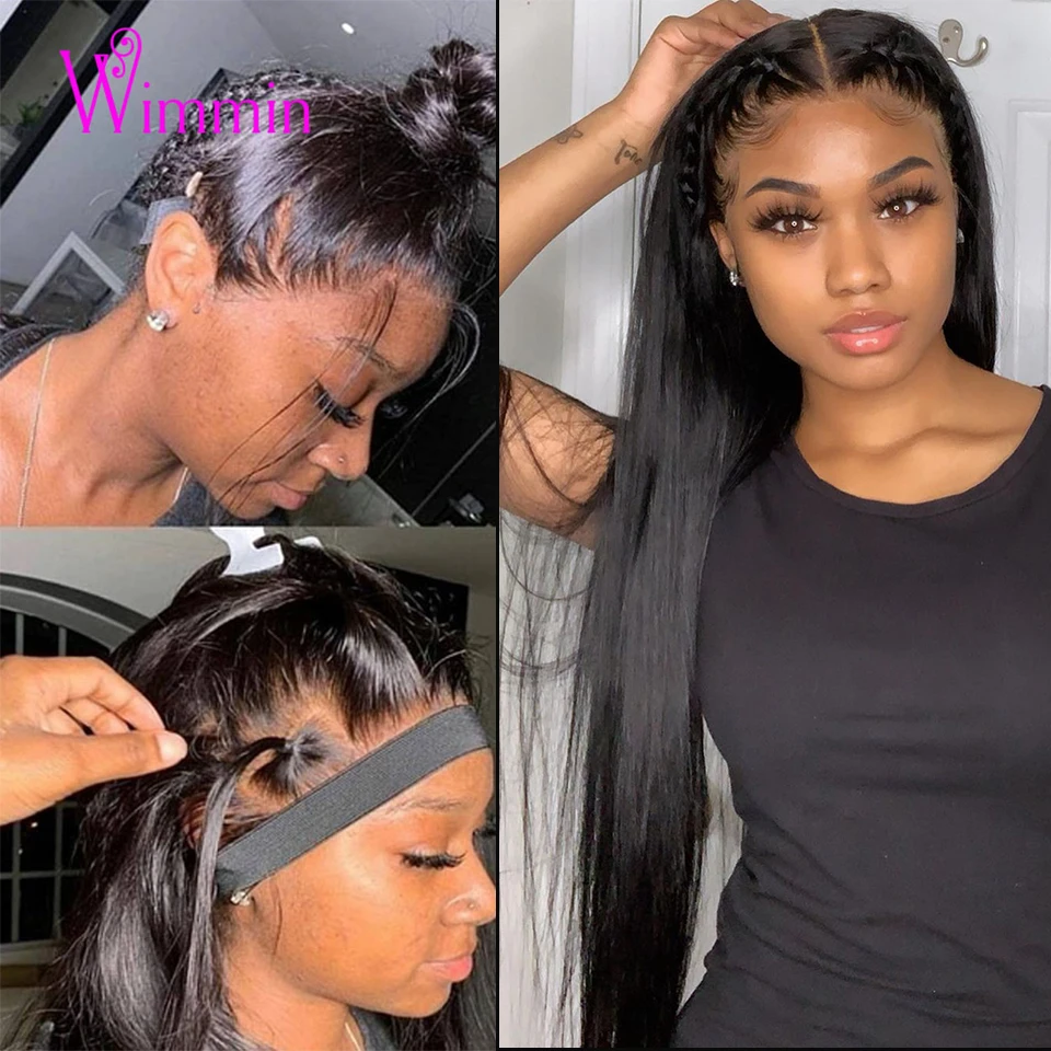 HD Full Lace Human Hair Wigs 180% Density Brazilian Straight Remy Human Hair Full Lace Wigs Pre Plucked with Baby For Women