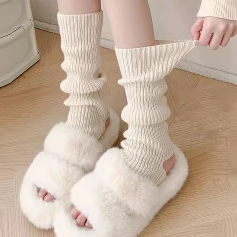 

Женские теплые носки JK Lolita, осенне-зимние вязаные длинные носки, белые носки Y2K в стиле панк, готика, вязаные крючком носки, манжеты для сапог