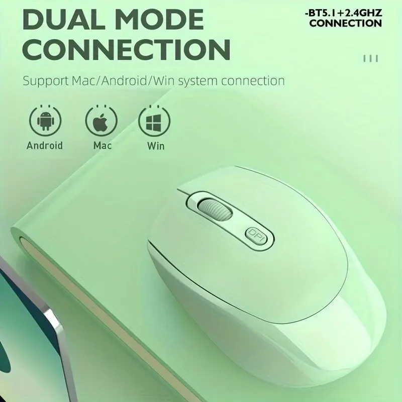 Wireless Mouse 2.4G Rechargeable Dual Mode Wireless BT Mouse Bluetooth 5.2+USB Receiver Portable Silent Gaming Mouse For Laptop/Desktop/Tablet