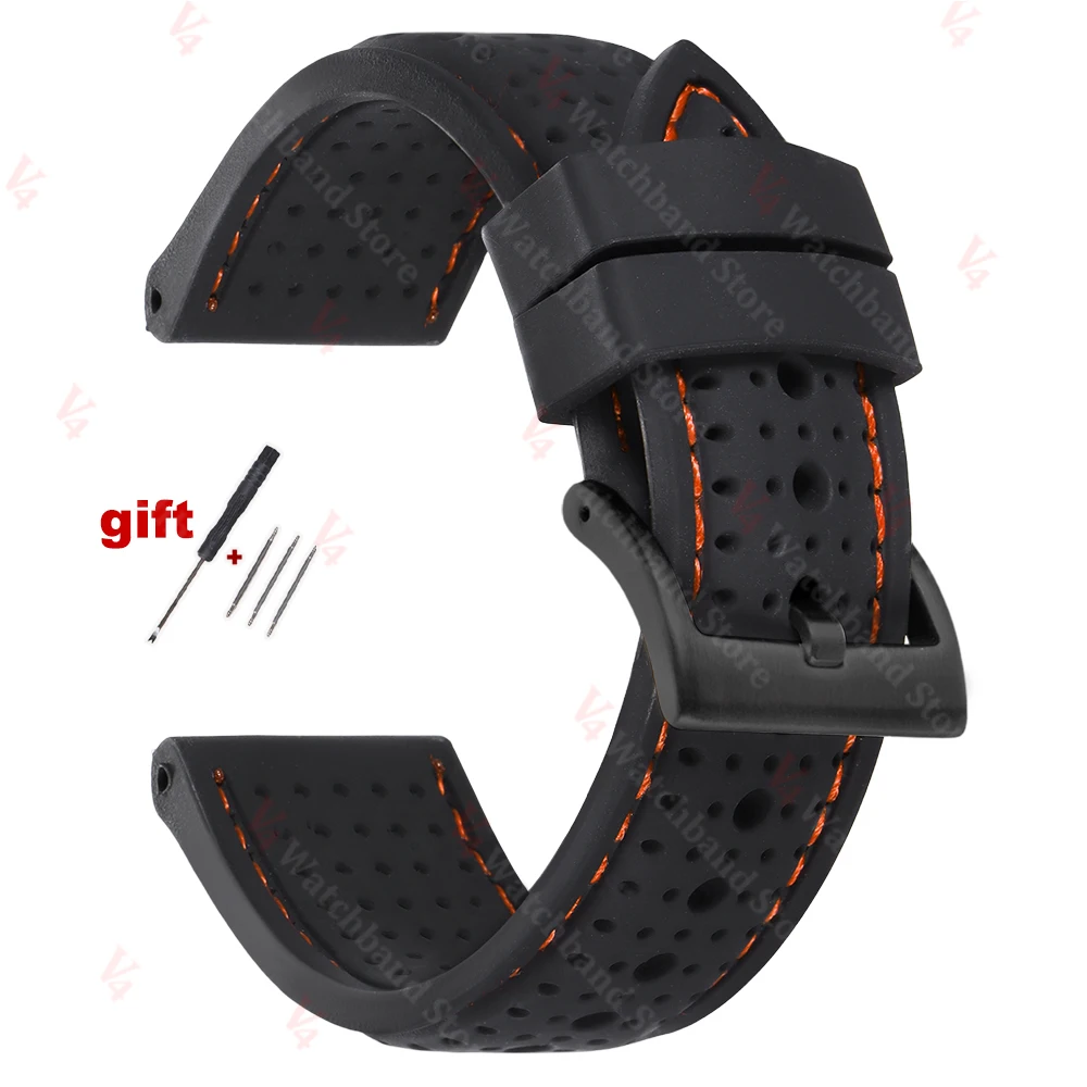 Enhanced Silicone Waterproof Watch Band - Soft, Breathable Rubber Strap Replacement