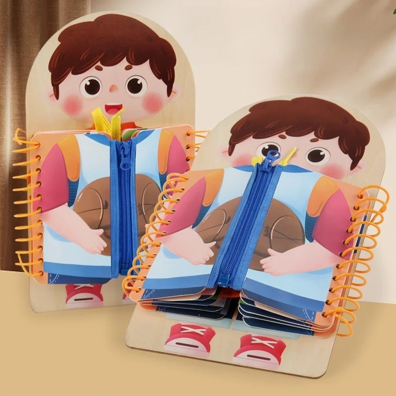 Wooden Multi-layer Busy Board for Children Montessori Early Education Games Toddlers Quiet Books Sensory Practice Dressing gift