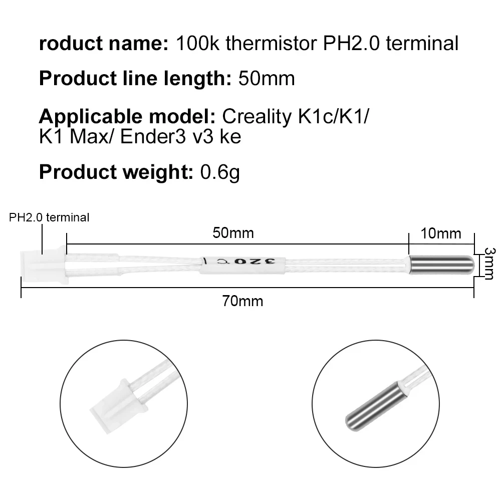 Creality K1 Series Hotend Ceramic Heating Tube and Block - 24V 60W Thermistor