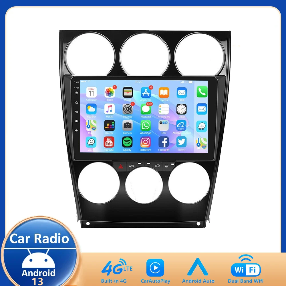 

Для Mazda 6 2002 2003 2004 2005 - 2008 Android 13 мультимедийный автомобильный плеер навигация GPS радио Carplay Navi BT FM раздельный экран