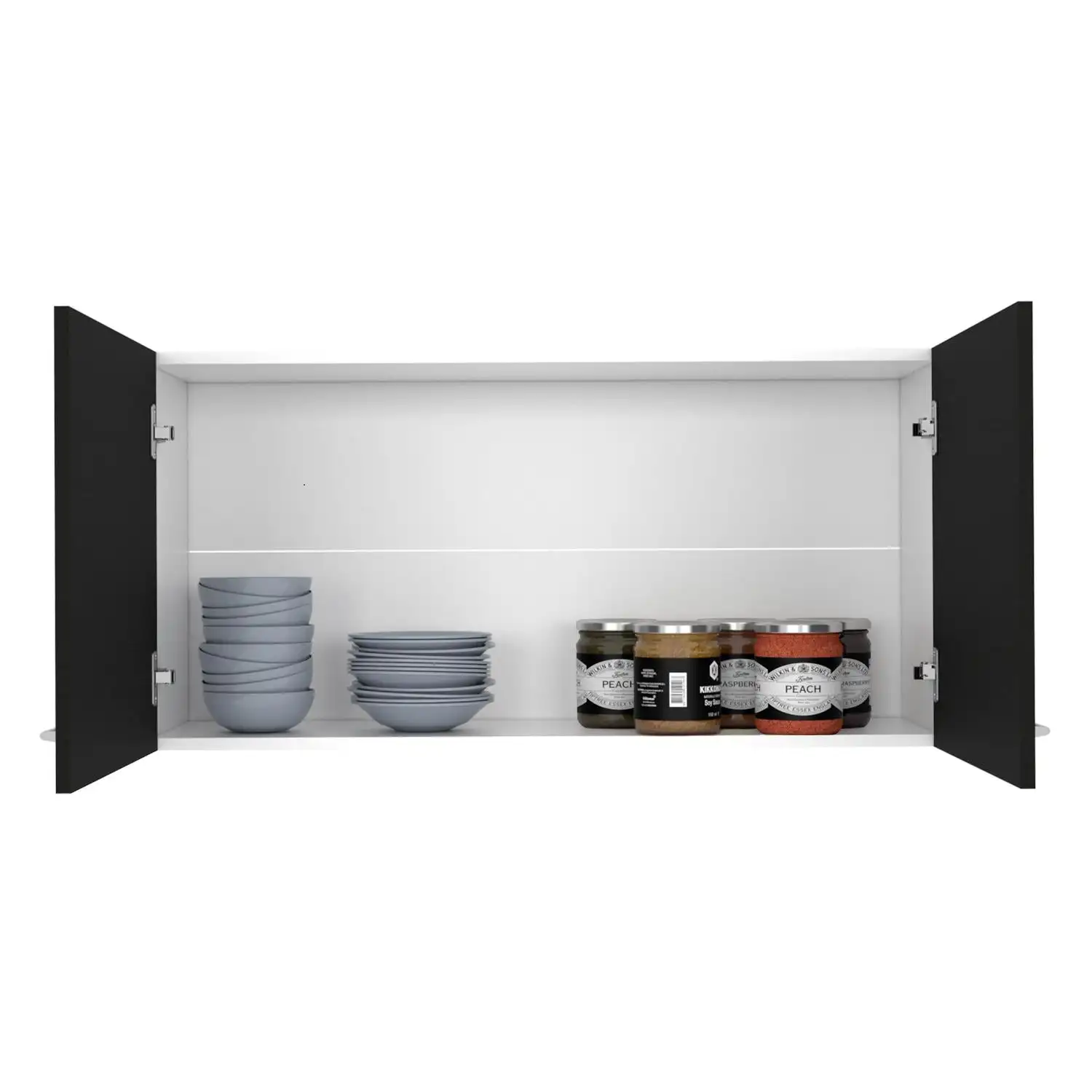 Napoles 39" W Double Door Wall Cabinet White - Black 5