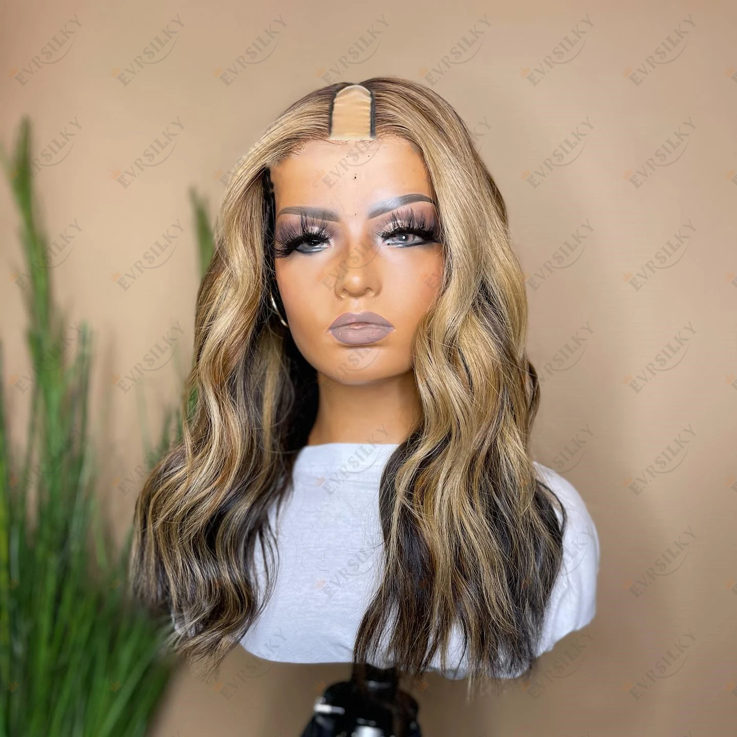 

Highlight Brown Glueless Loose Wave U Part Wig 100% Human Hair Body Wavy Raw Indian 200 Density Remy Full Machine Made Half Wigs