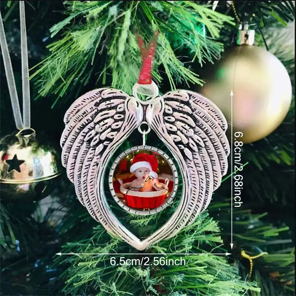 1pc Christmas Angel Heart Ornament Stylish Pendant For Decoration A Piece Of My Heart Is In Heaven Christmas Memorial Decoration