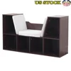 Wooden Bookcase Kids with Reading Nook 6 Shelves Cushioned Seating Storage Solution Ideal Playroom Organization 1