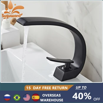 Rubinetto per lavabo da bagno rubinetto a cascata ad arco montaggio su ponte maniglia singola miscelatore per acqua calda fredda a foro singolo lavaggio gru per lavello 1