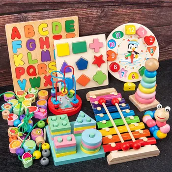 Montessori Wooden Early Educational Kids Toy Puzzles