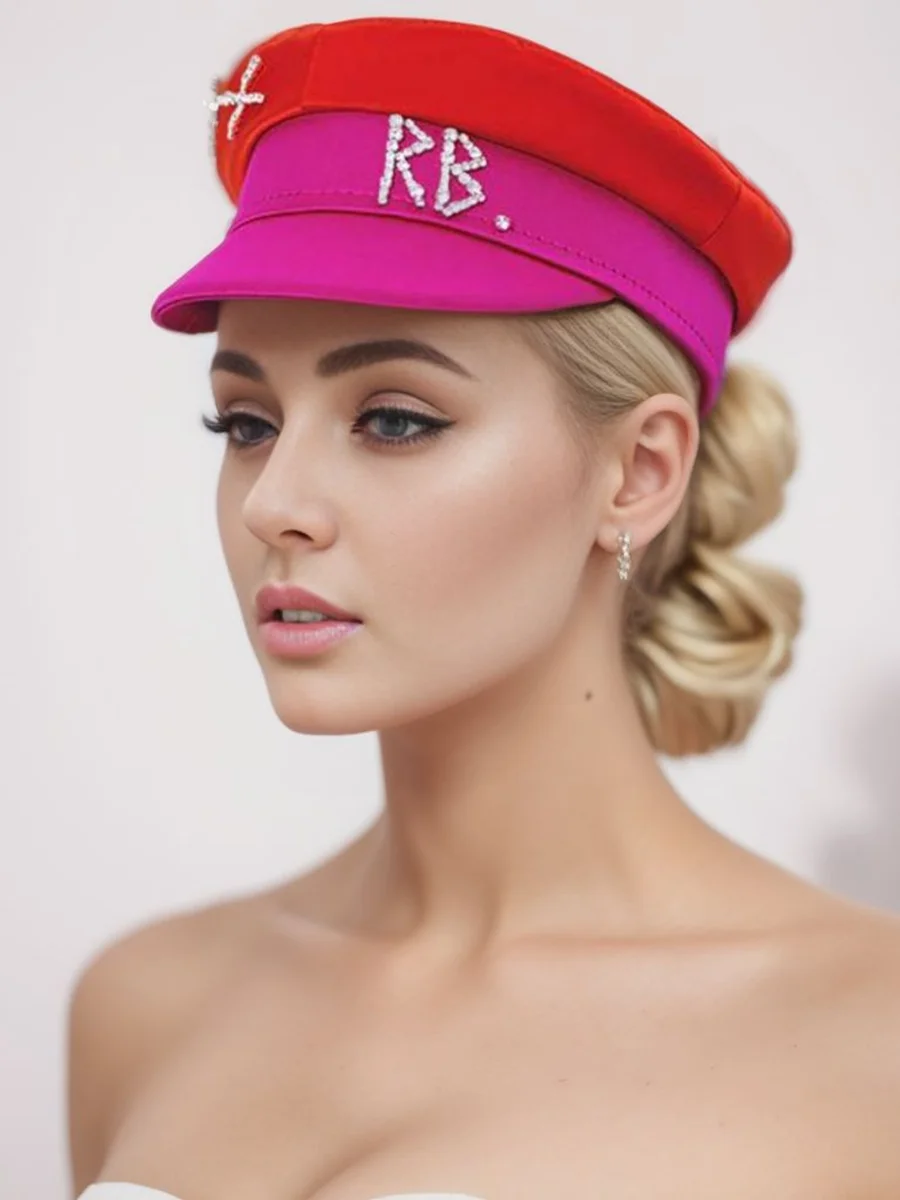 Fashion Luxury Diamond Letter Stain Newsboy Cap for Women Crystal-embellished Baker Boy Caps S-XL Different Head Size cotton newsboy cap