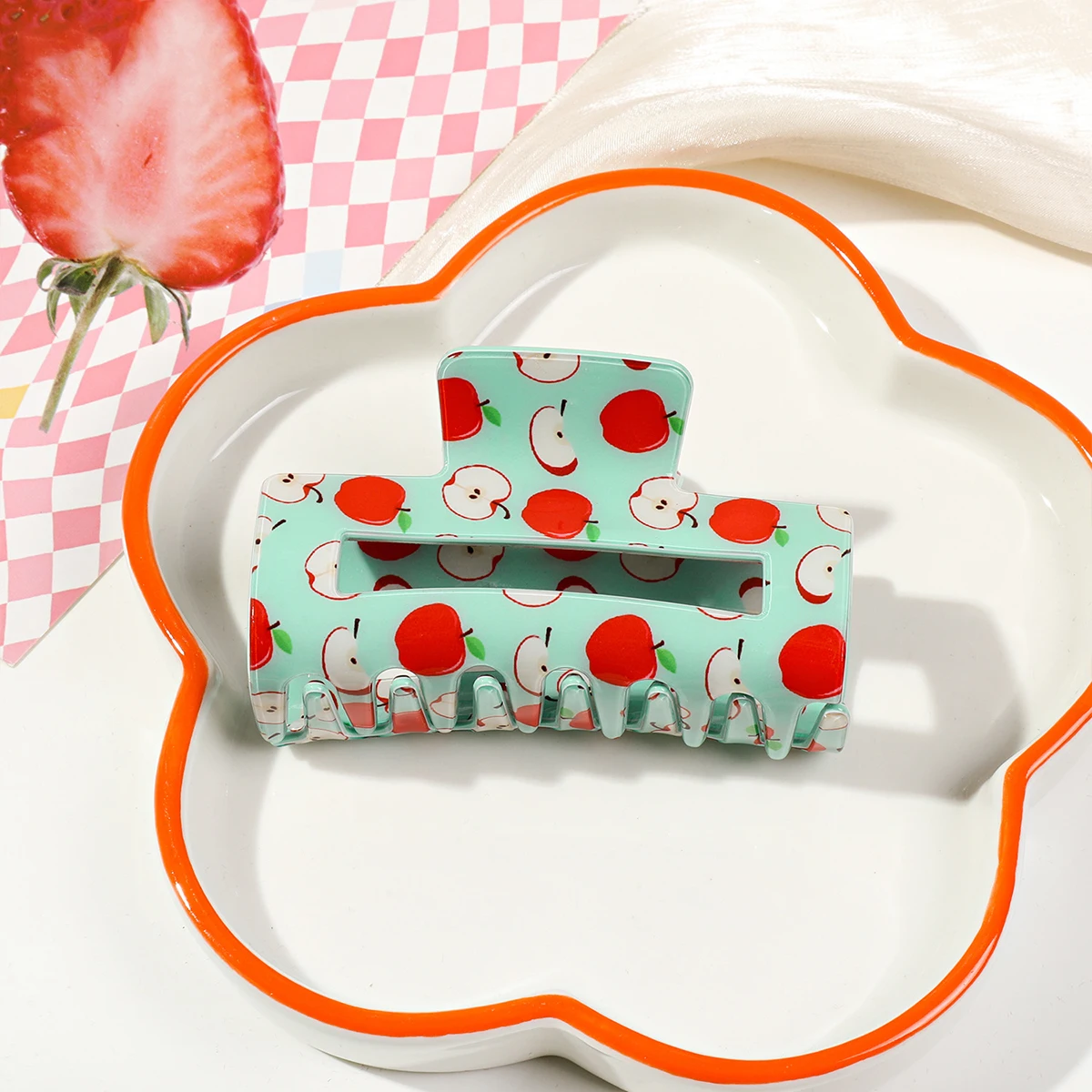 1 Stück Erdbeere Wassermelone Kirsche Obst Greifklammer Mädchen Acryl Spule Haarspange Hai Clip Haarschmuck – Detail 8