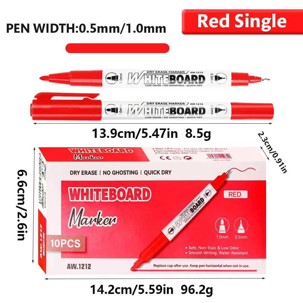 Premium Dual-Tip Erasable Marker Set - Quick-Drying, Low Odor, and Smooth Writing for Offices and Classrooms