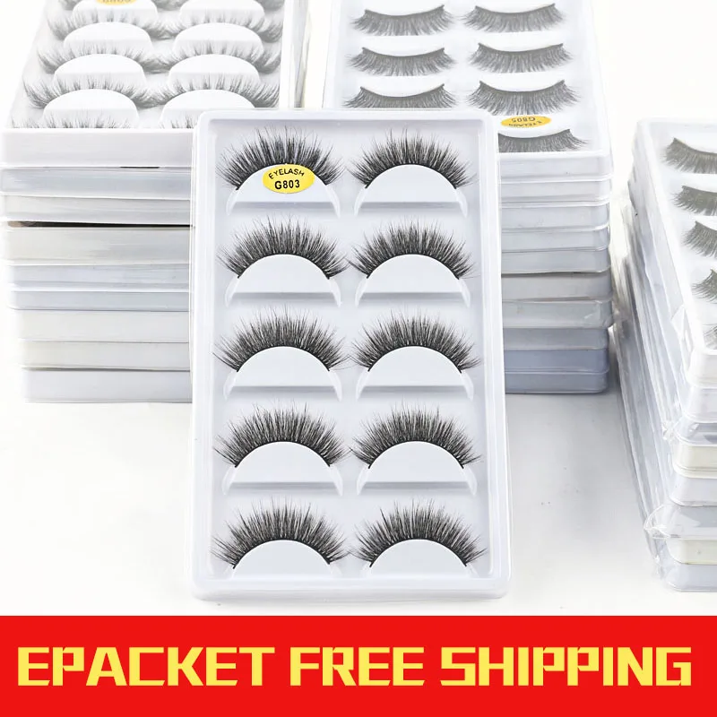 

Wholesale 50 Pairs Natural Fluffy False Lashes Handmade Faux Mink 3D Eyelashes Long Wispy Volume Eyelash Bulk Makeup Supply G805