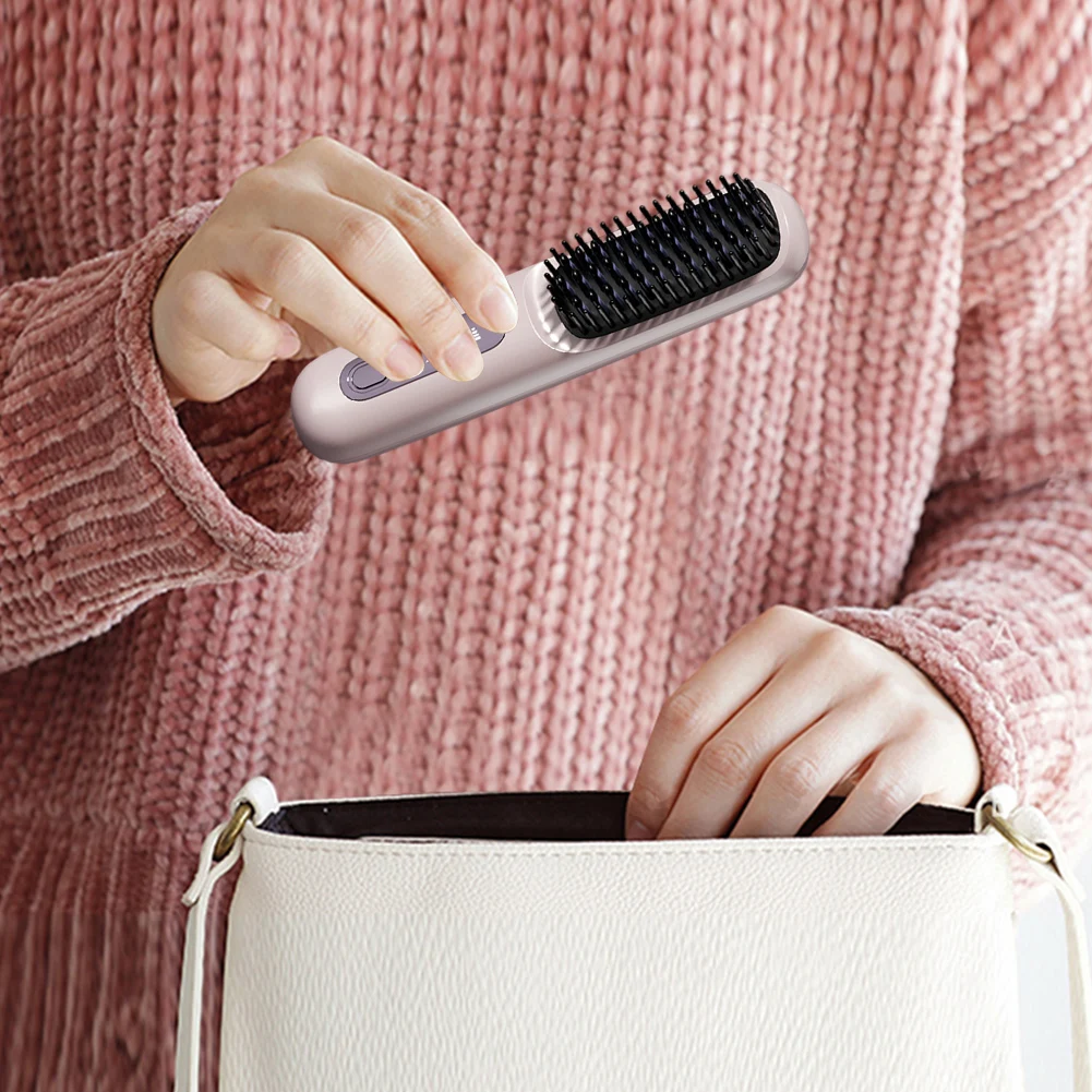 Straight Hair Comb Wireless Straightener Brush Hair Fast Heating Portable Hot Curling Device Rechargeable Electric Comb