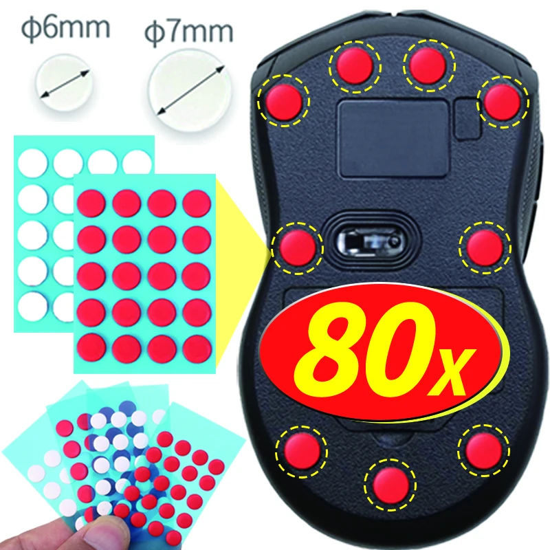 6/7mm Diameter Small Dots Universal Mouse Skates for Logitech Rubberized Mouse Foot Glide Feet Sticker Wear Resistant Mice Skate