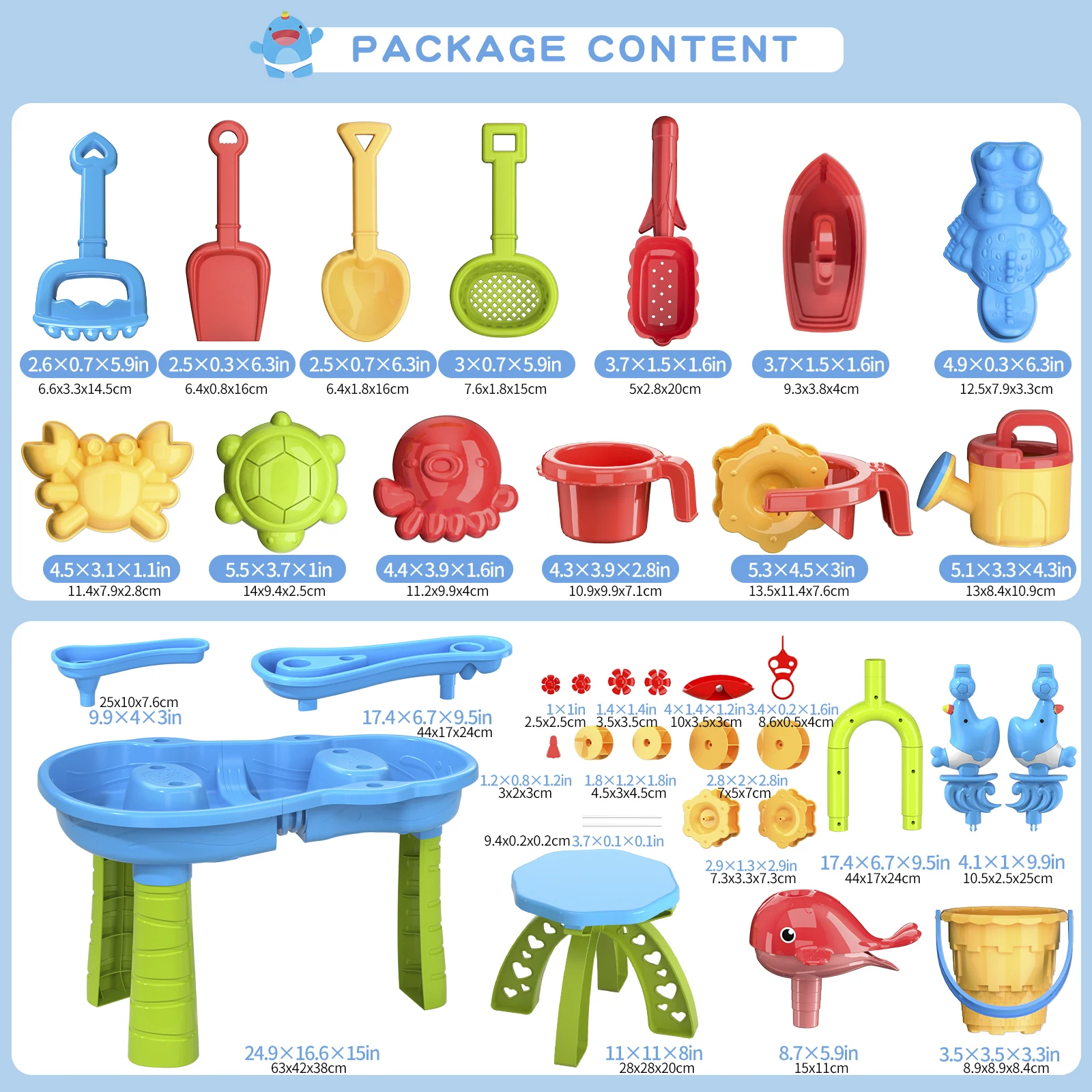 Sand water game table toy 3-Tier Outdoor Water Play Table Toys for Tables Summer Beach Toys for Outside Backyard for Kids age3-8 5