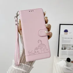 Charming Cartoon Cat Leather Wallet Phone Case with Flip Cover and Strap - Premium Protection and Style for Nokia G22 (Pink)