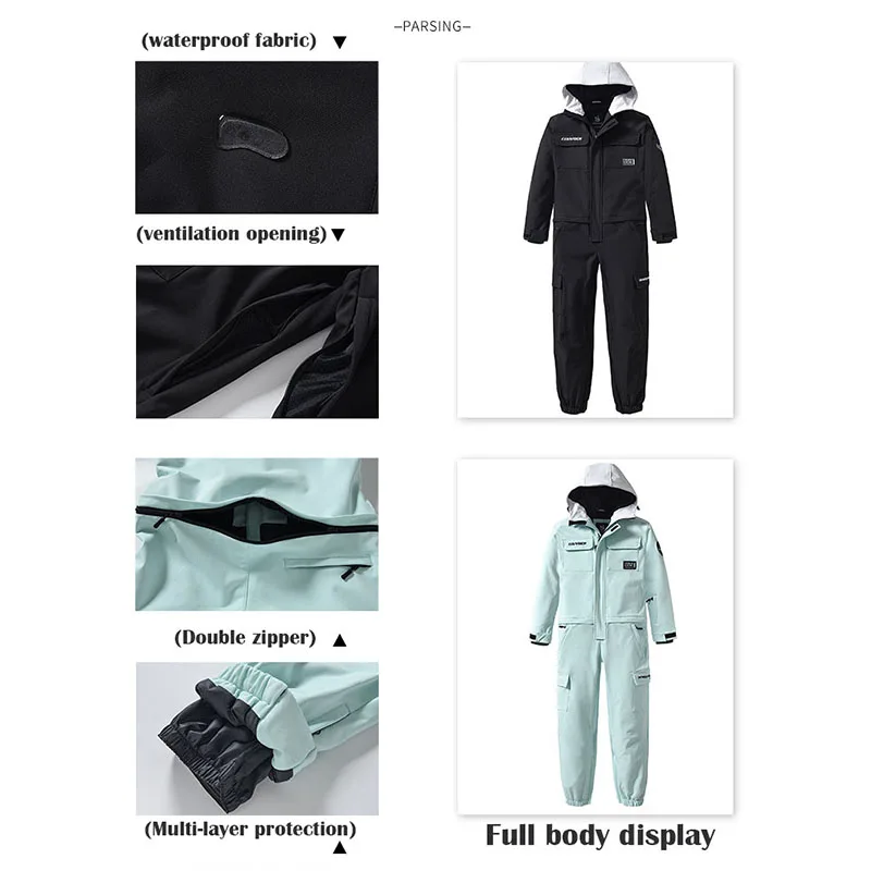 

Oulylan Warm Jump Suit Waterproof Winter Clothes Overalls Hooded Men Women One-Piece Ski Suit Outdoor Sports Snowboard Jacket