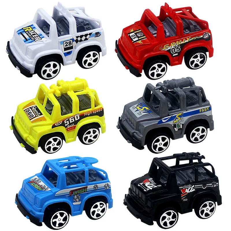 

5pcs/lot Plastic Mini Diecast Pull Back Toy Cars Cartoon Off-road Vehicle Model Funny Kids Toys Educational Birthday Gifts