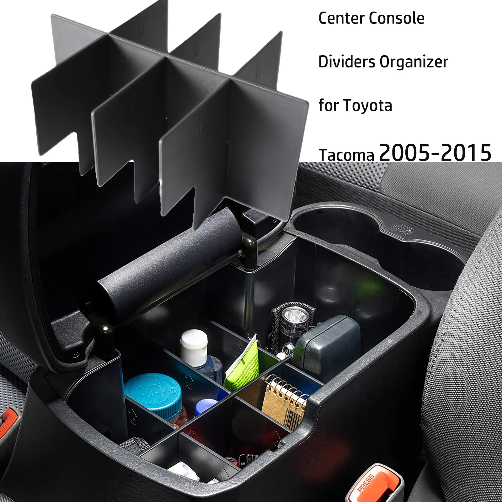 

Center Console Dividers Organizer for Toyota Tacoma 2005-2015 2nd Gen Accessories,Insert Box ABS Secondary Storage