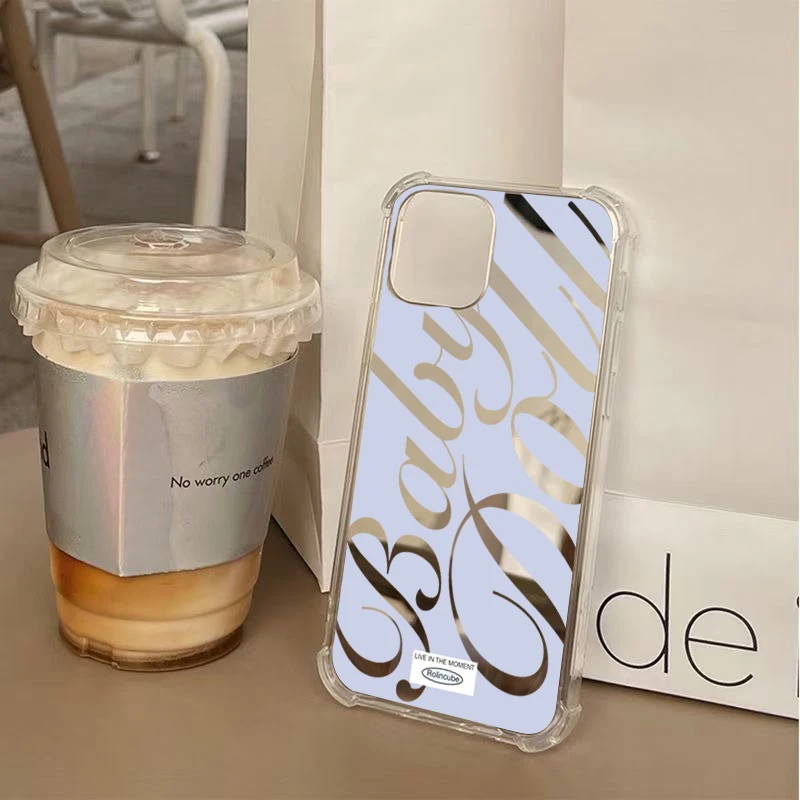 Blue Silver Plated Mirror Shockproof Soft Phone Case