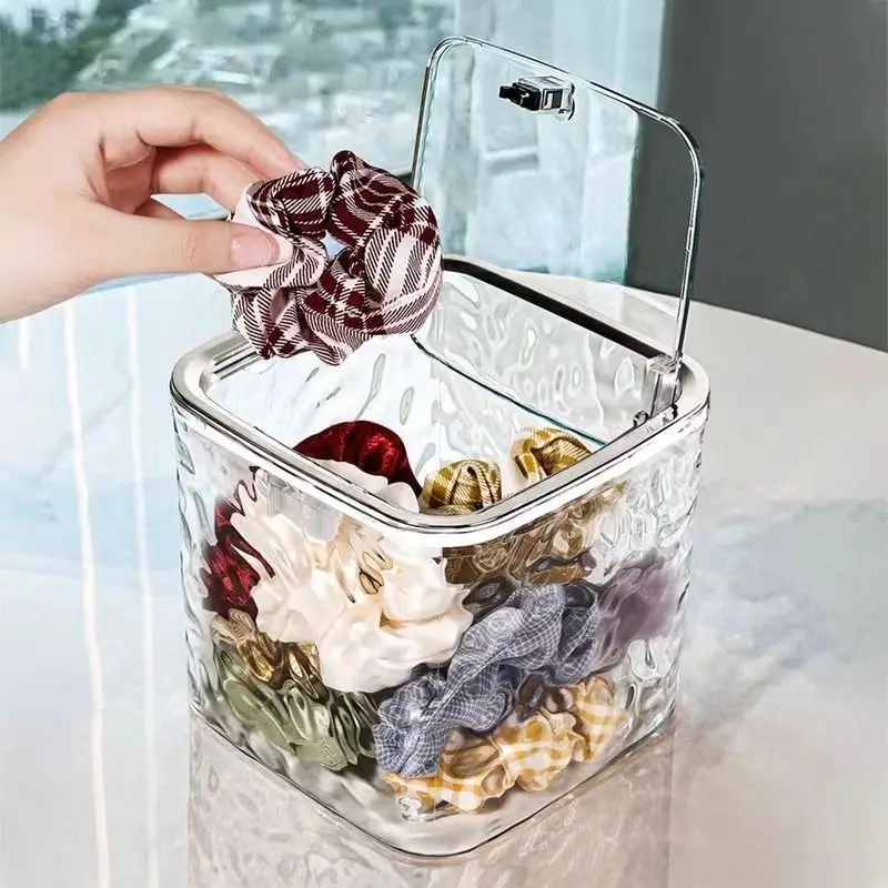 Hair Accessories Organizer Storage Box Clear Acrylic Hair Tie Organizer for Headband Laundry Pods Container Desk organizer 4