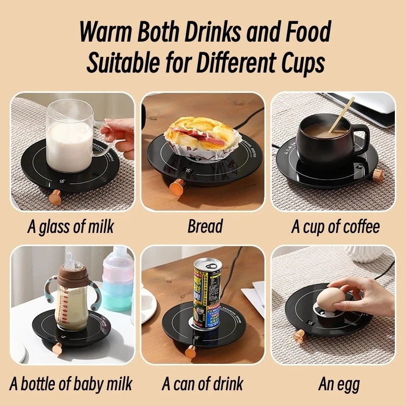 220V Electric Mug Warmer Tea Pot Heating Coaster Pad 10-80℃ Temperature Adjustment Coffee Water Heater for Home Office Timed Off