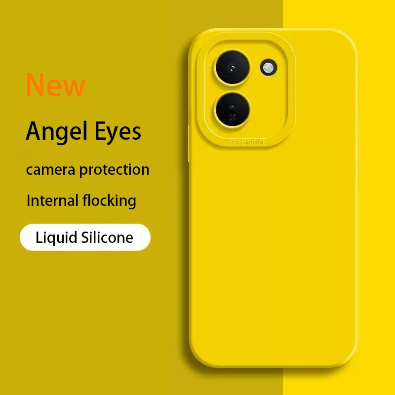 Original Square Soft Liquid Silicone Phone Case with Angel Eyes Design