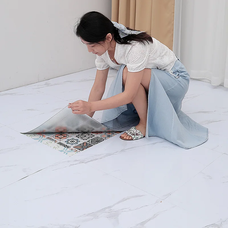 

3D Thick Marble Tile Floor Sticker PVC Waterproof Self-adhesive Living room Toilet Kitchen Home Floor Decor Wall sticker
