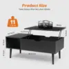Coffee Table Black, Lift Top Coffee Tables for Living Room, Small Rising Wooden Dining Center Tables with Storage Shelf 1