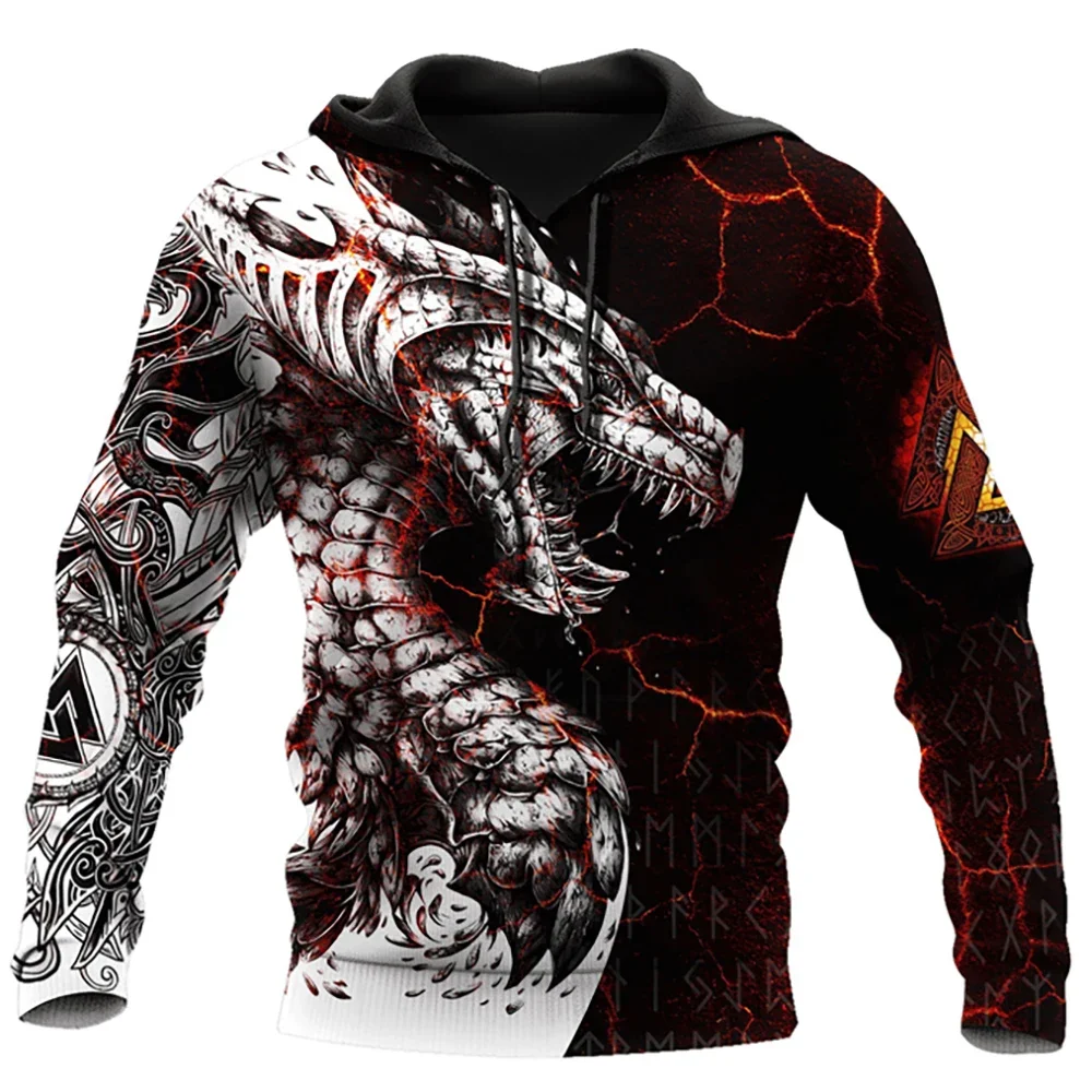 

Black White Tattoo Dragon 3D Printed Men Hooded Hoodies Lion King Sweatshirt Unisex Streetwear Pullover Casual Jacket Tracksuits