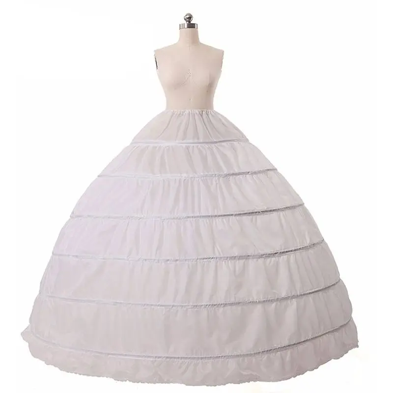 

6 Hoops no Yarn Large Skirt Bride Bridal Wedding Dress Support Petticoat Women C