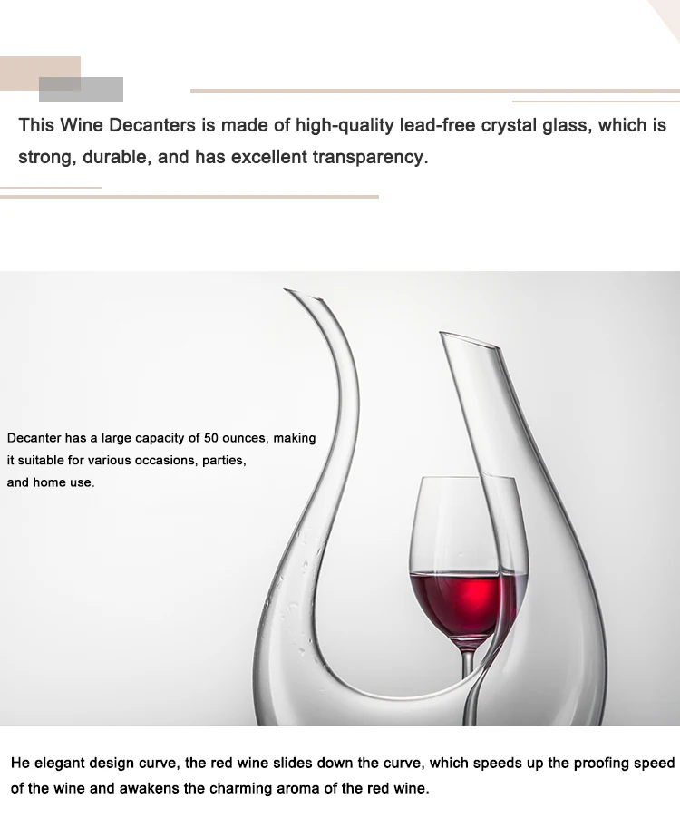 Description Picture 6 of itemSwan Decanter Wine Carafe Wine Aerator U Shape Design Lead-free Crystal Glass Wine Decanters and Carafes 1500ML Wine Accessories