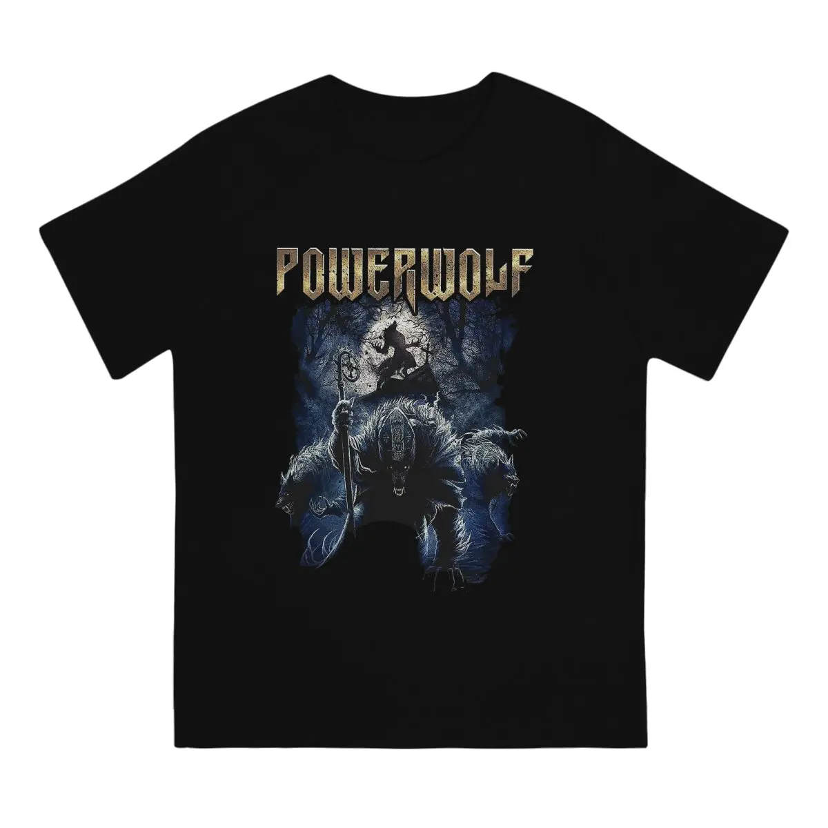 Фото Футболка Powerwolf мужская с коротким рукавом, забавная тенниска из чистого хлопка, майка с круглым вырезом, уникальная одежда №2