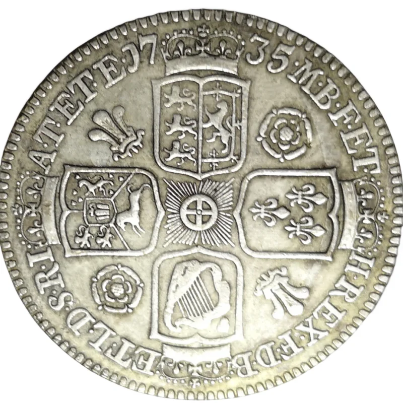 

1735 United Kingdom 1 Crown-George II Silver Plated Copy Coin