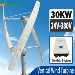 China Factory High Efficiency Low RPM 30KW 24V-380V Vertical Axis Wind Power Turbine Generator On Grid System For Home