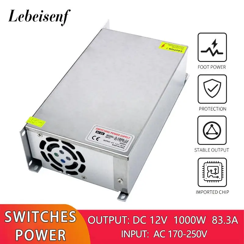 Conversor 170250v ac para dc Fonte de Alimentação de Comutação Led Iluminação Transformador Drive Adaptador de Alta Potência Smps ac dc 12v 83.3a 1000w
