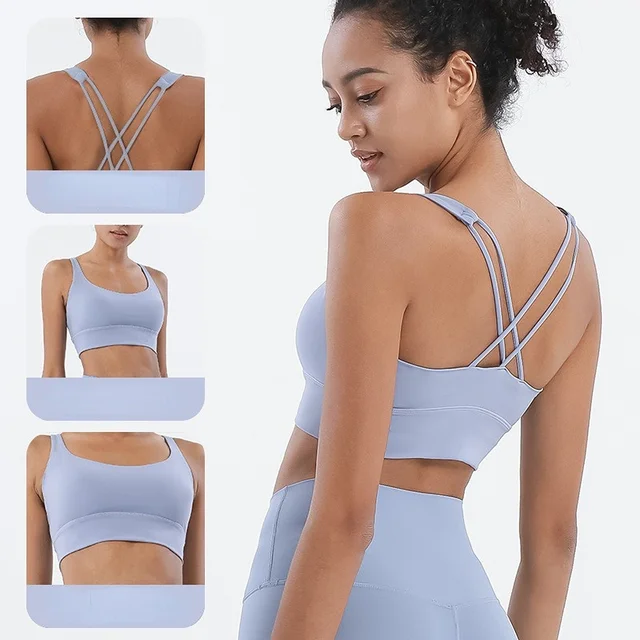 2023New Energy Longline Bra Sexy Padded Criss Cross Back Fitness Running  Tops Sweat-wicking Medium Support Workout Yoga Bras - AliExpress