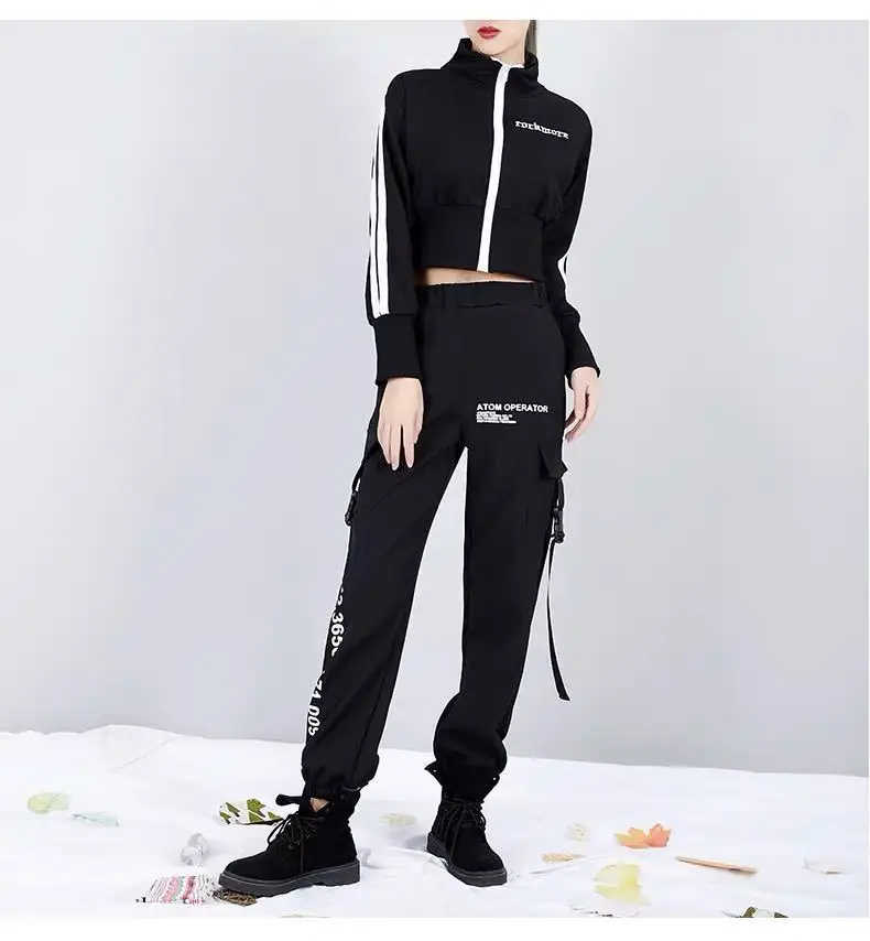 Calças de Carga Preto Gótico Feminina Moletom Pantalon Femme Calças Largas Esporte Jogging Y2k Bolsos Bonito Harem Carga Hippie 5 Computers & Electronics